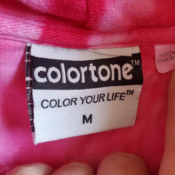 Womens Pink Tie Dye Hoodie Sweatshirt M Love Gymnastics Boho Hippie Athleisure - Picture 9 of 13